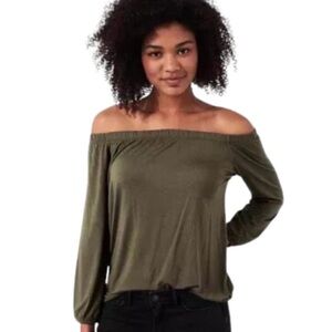Olive Off-Shoulder Women's Blouse